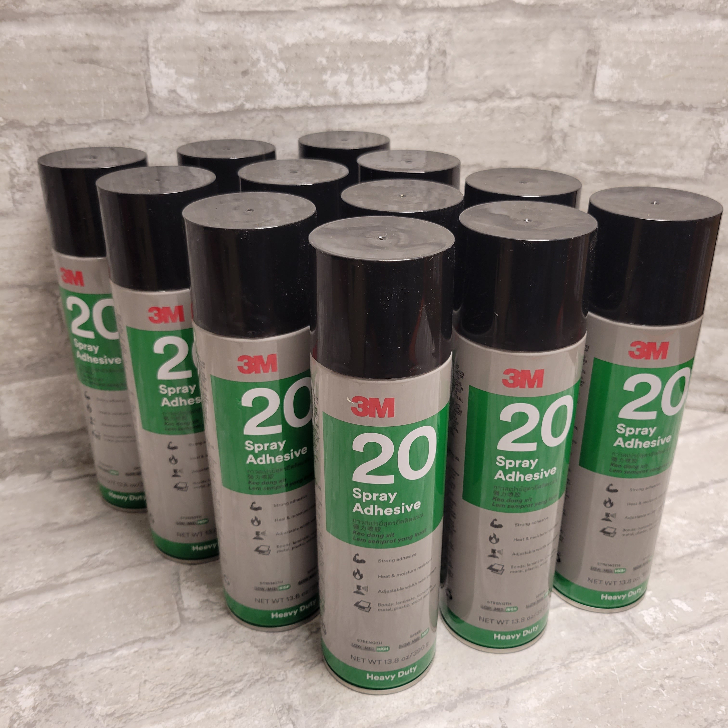 3M Heavy Duty 20 Spray Adhesive Clear, Net Weight 13.75 oz, 12 Pack (8150490775790)